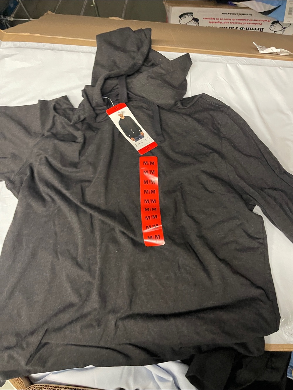Men's Black Hooded Long-Sleeve Shirt - M
